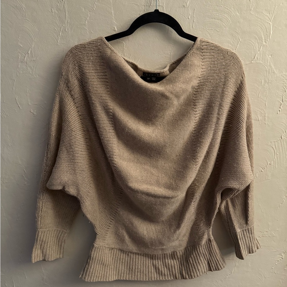 Theory Cashmere Sweater with Dolman Sleeves and Boat Neck